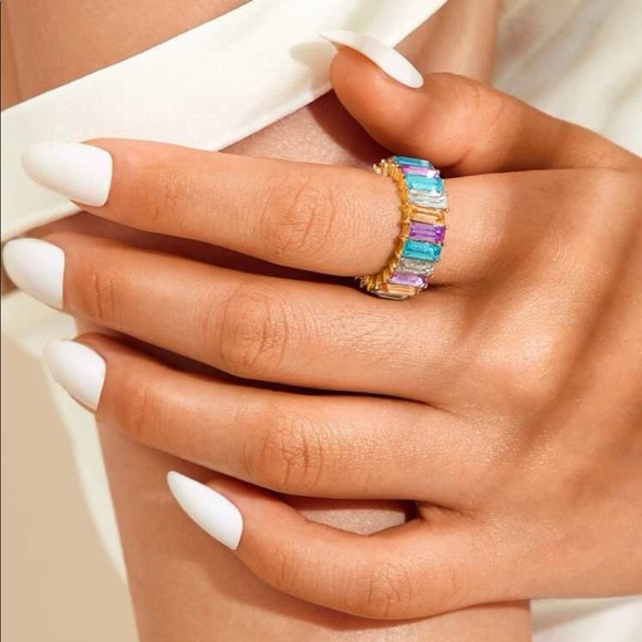 Rainbow Cubic Zirconia 14 Karat Ring - Picture 4 of 5